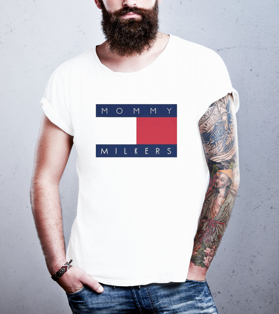 Mommy Milkers Logo Parody Tommy Flag T-Shirt