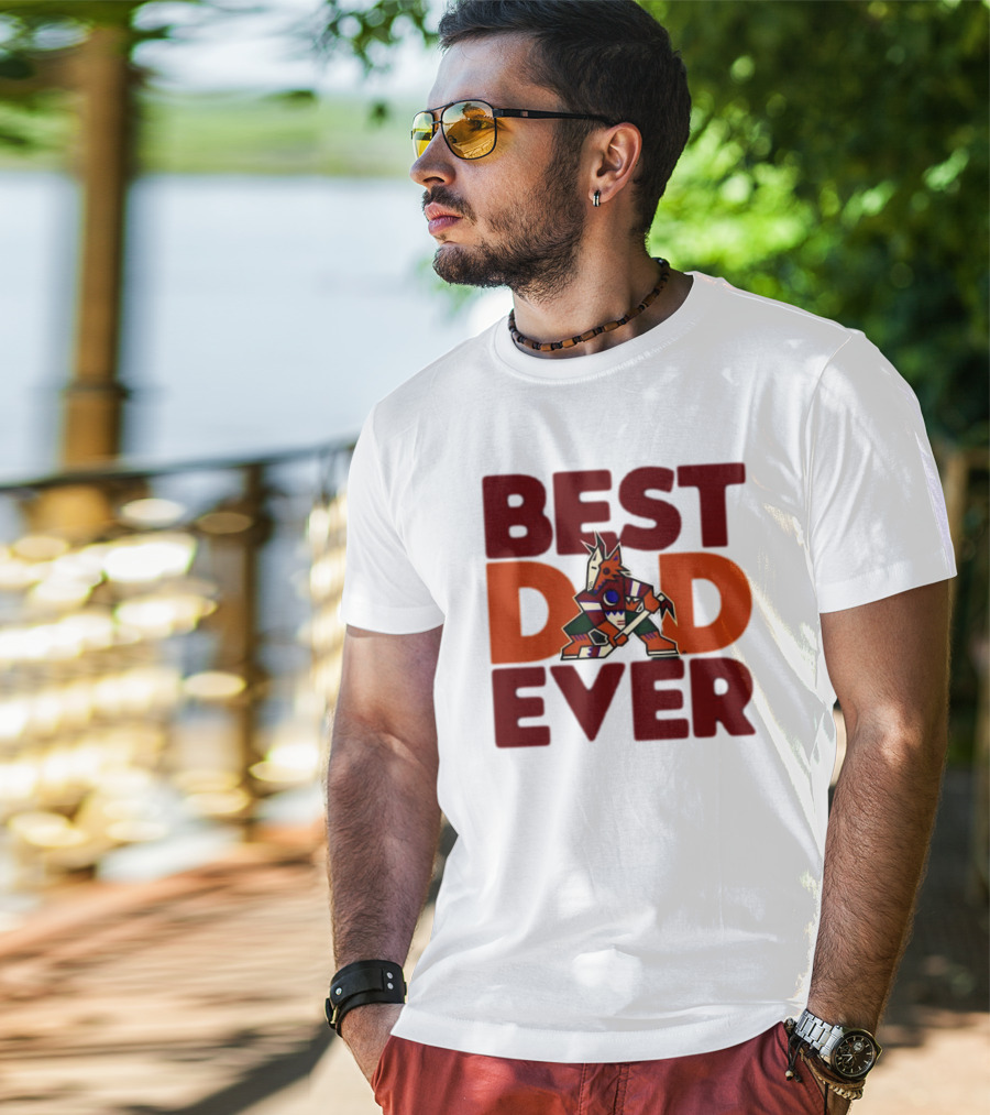 Best Dad Ever Arizona Coyotes Logo Hockey Fan Collection T-Shirt