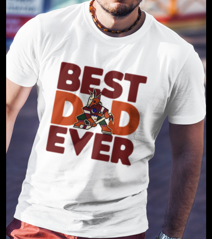 Best Dad Ever Arizona Coyotes Logo Hockey Fan Collection T-Shirt
