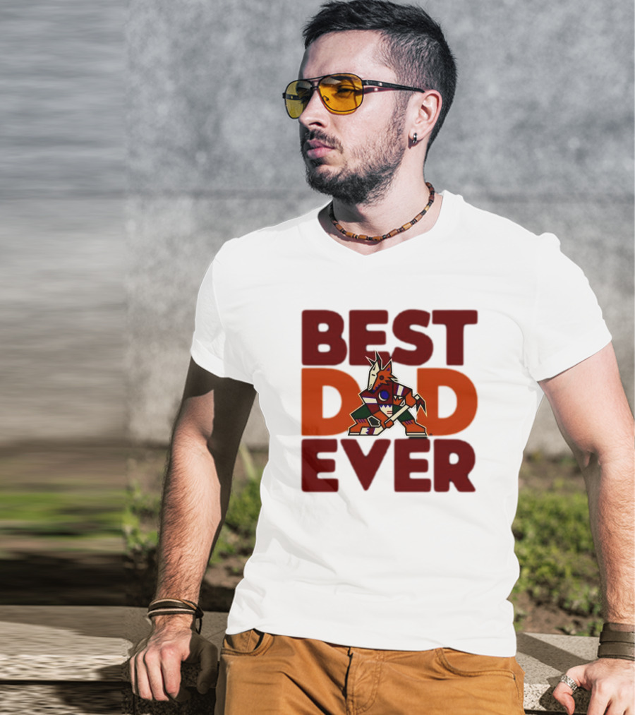 Best Dad Ever Arizona Coyotes Logo Hockey Fan Collection T-Shirt