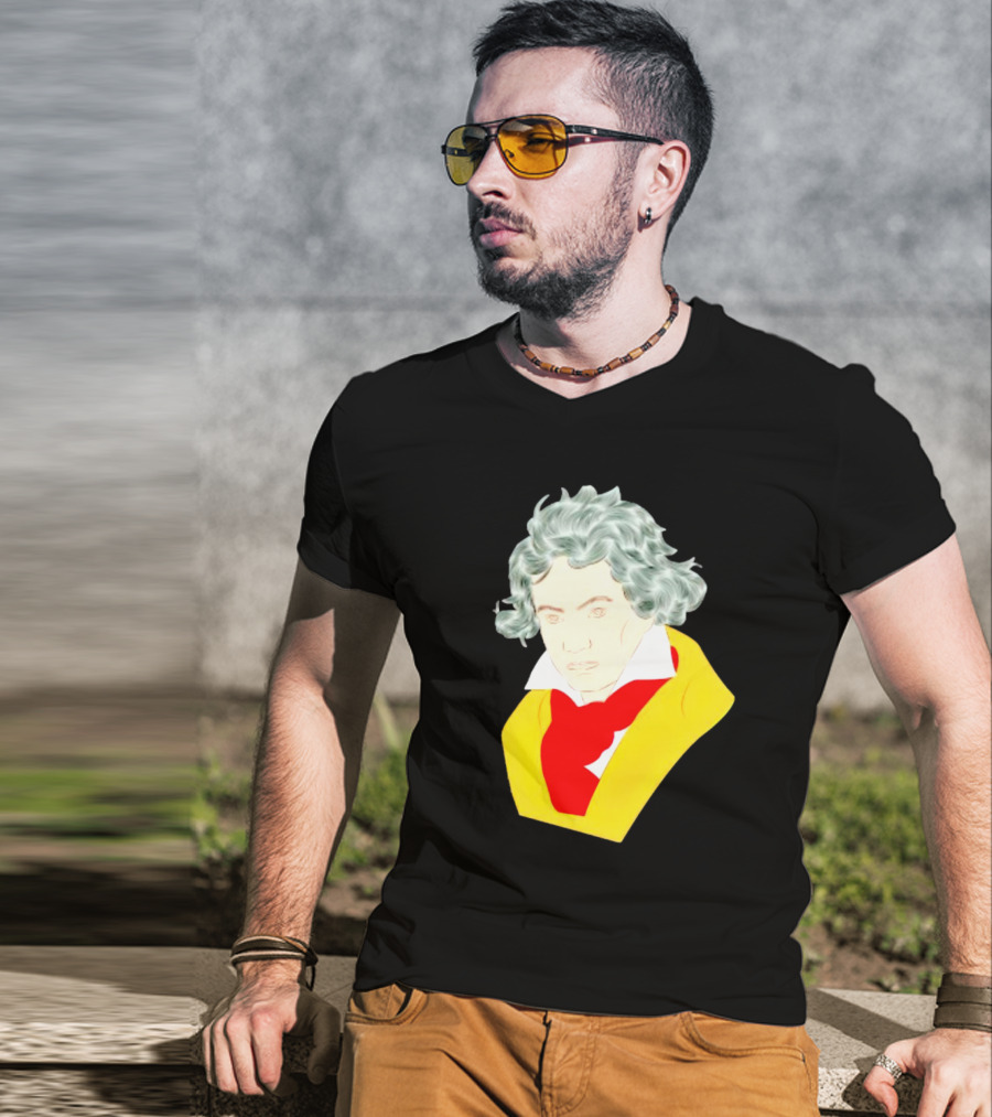Ludwig Van Beethoven Colorful Portrait In Yellow And Red T-Shirt
