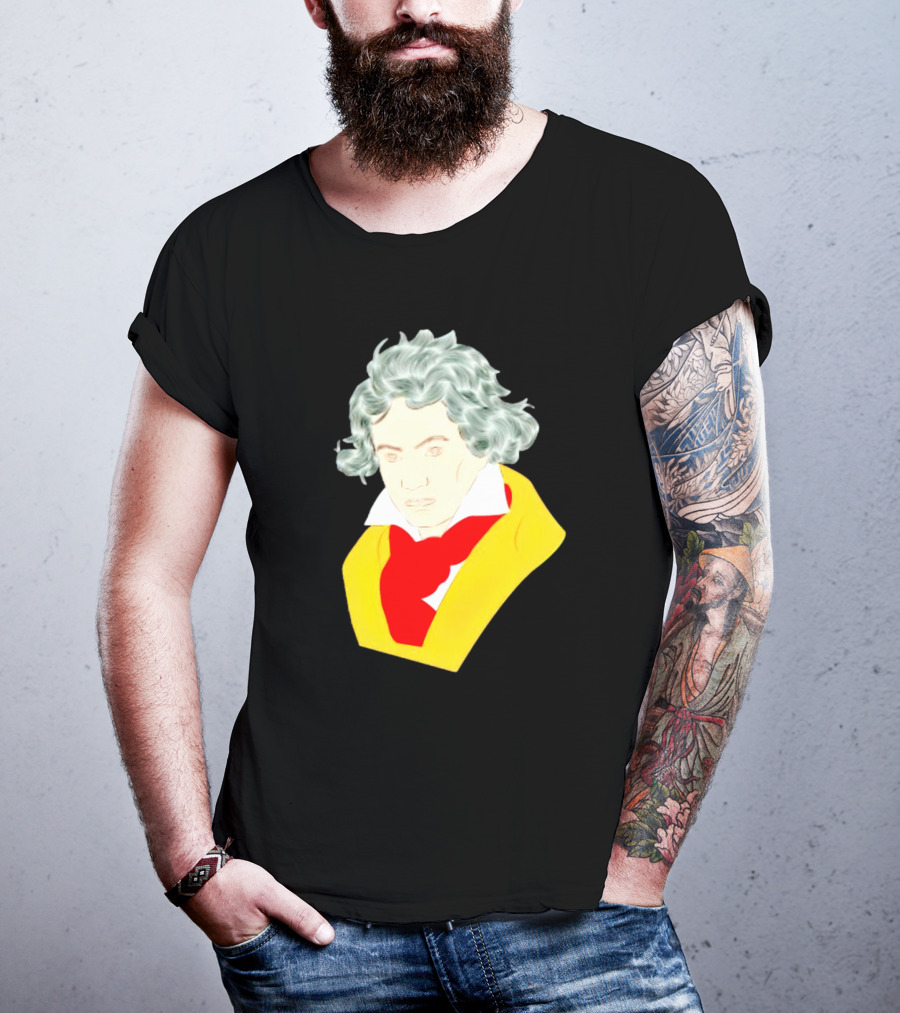 Ludwig Van Beethoven Colorful Portrait In Yellow And Red T-Shirt