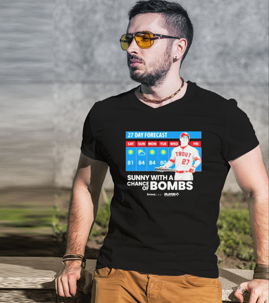 Trout 27 Day Forecast Sunny With A Chance Of Bombs Players Swing T-Shirt