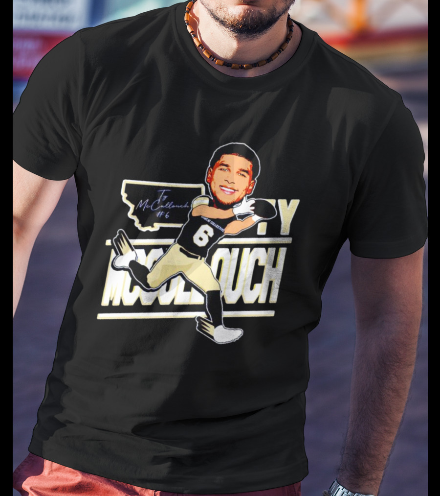 Ty Mccullouch #6 Cartoon Football Receiver T-Shirt
