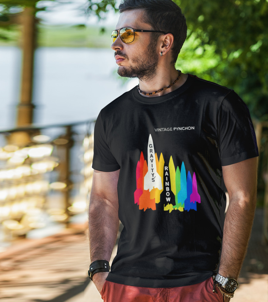 Vintage Pynchon Gravity’s Rainbow Multicolor Rocket T-Shirt