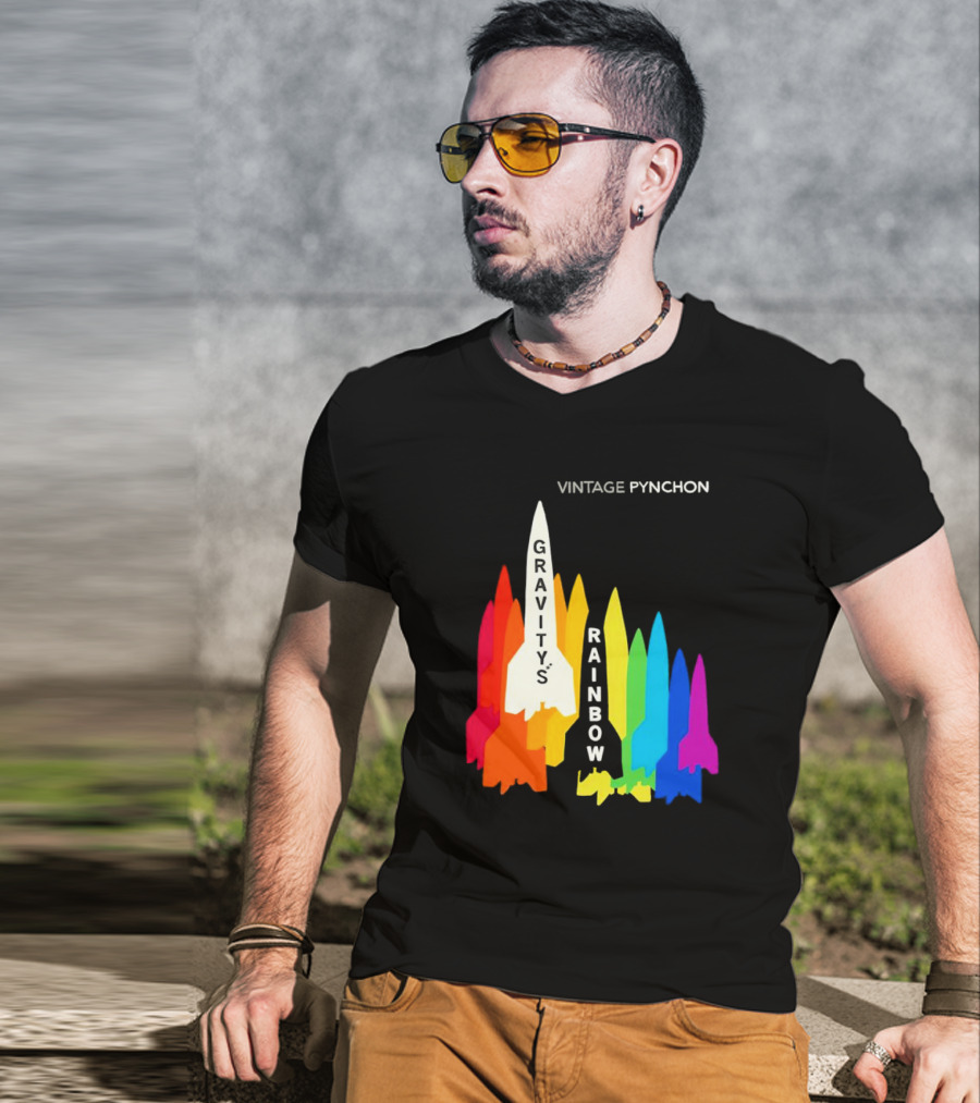 Vintage Pynchon Gravity’s Rainbow Multicolor Rocket T-Shirt