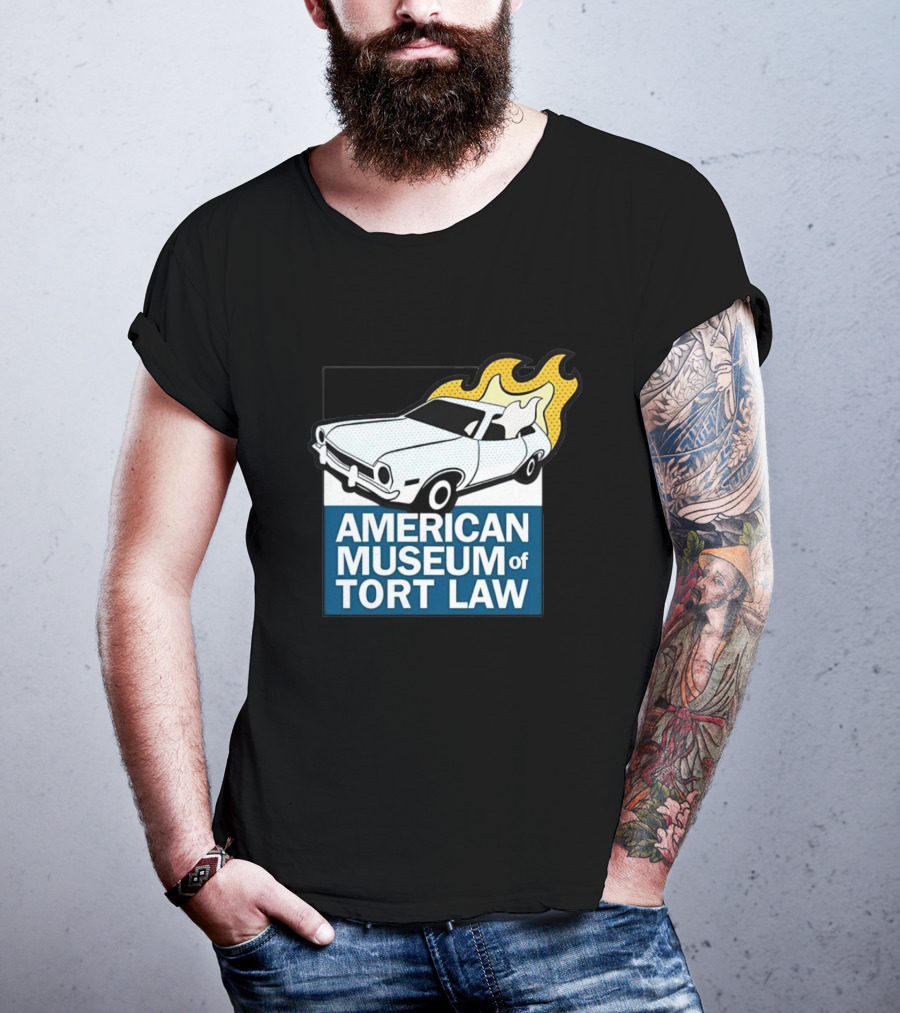American Museum Of Tort Law Flaming Car Exhibit T-Shirt