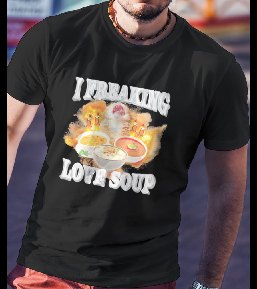I Freaking Love Soup Cat With Various Bowls And Owls T-Shirt