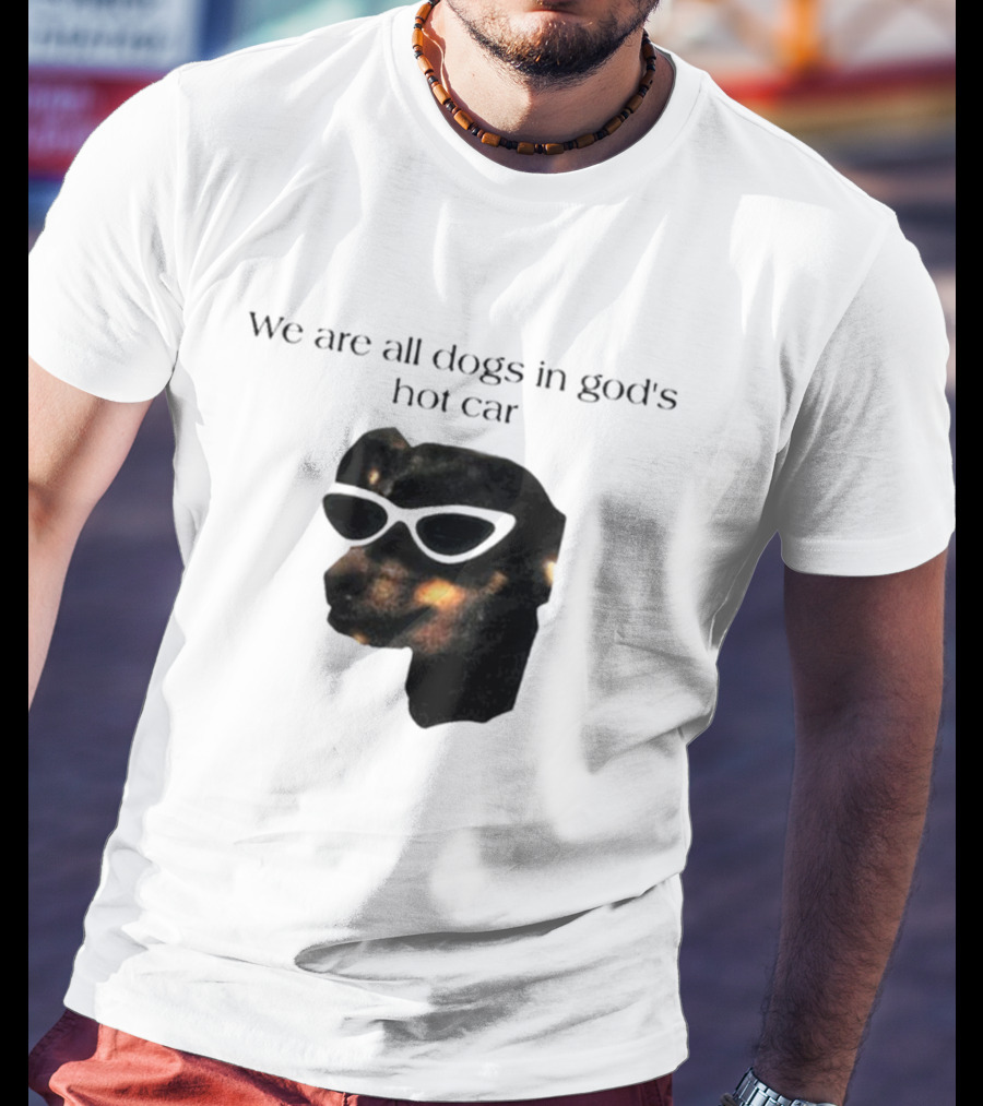 We Are All Dogs In God's Hot Car Sunglasses Canine T-Shirt