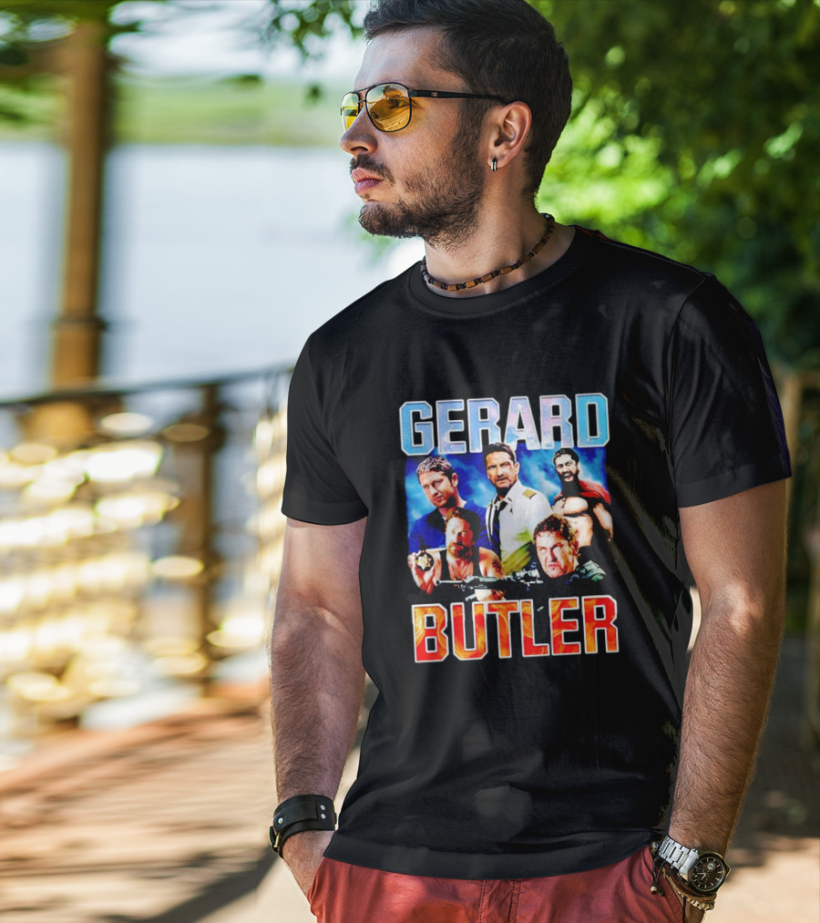 Gerard Butler Collage Black T-Shirt