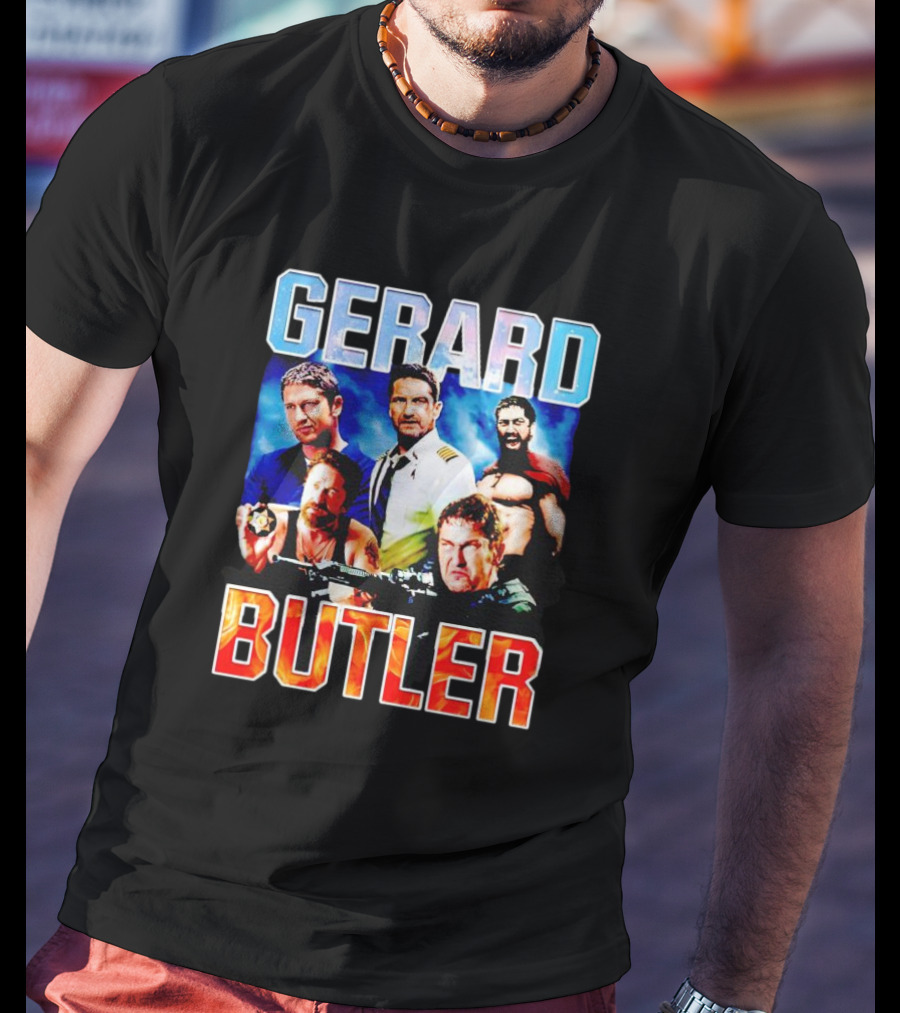 Gerard Butler Collage Black T-Shirt
