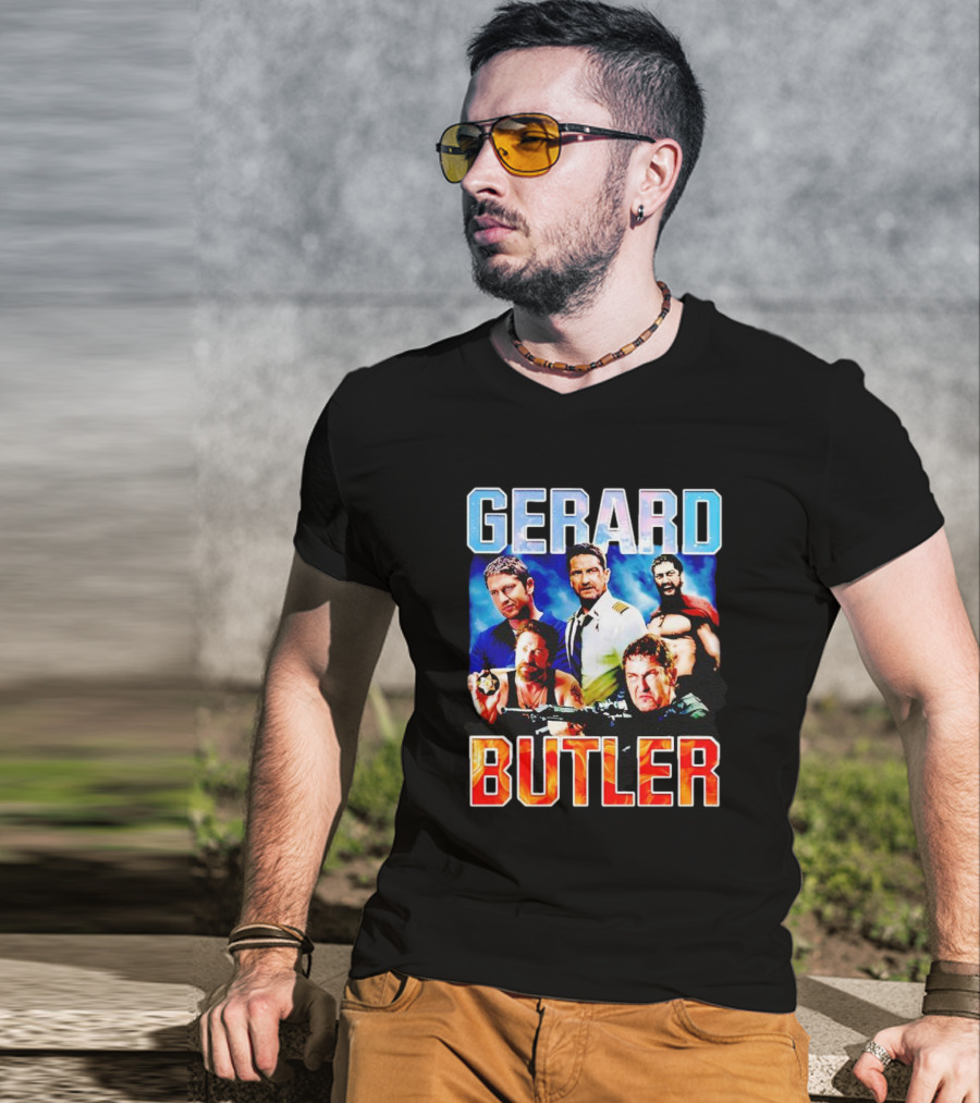 Gerard Butler Collage Black T-Shirt