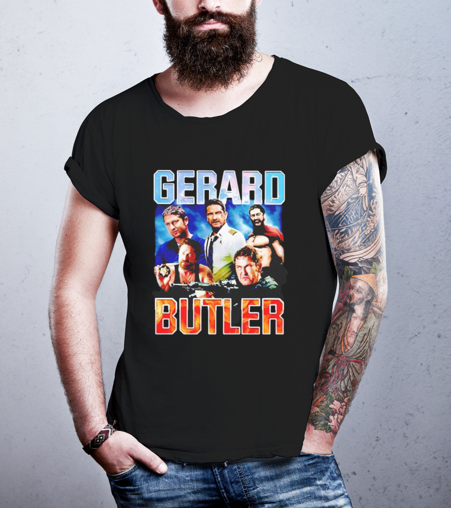 Gerard Butler Collage Black T-Shirt