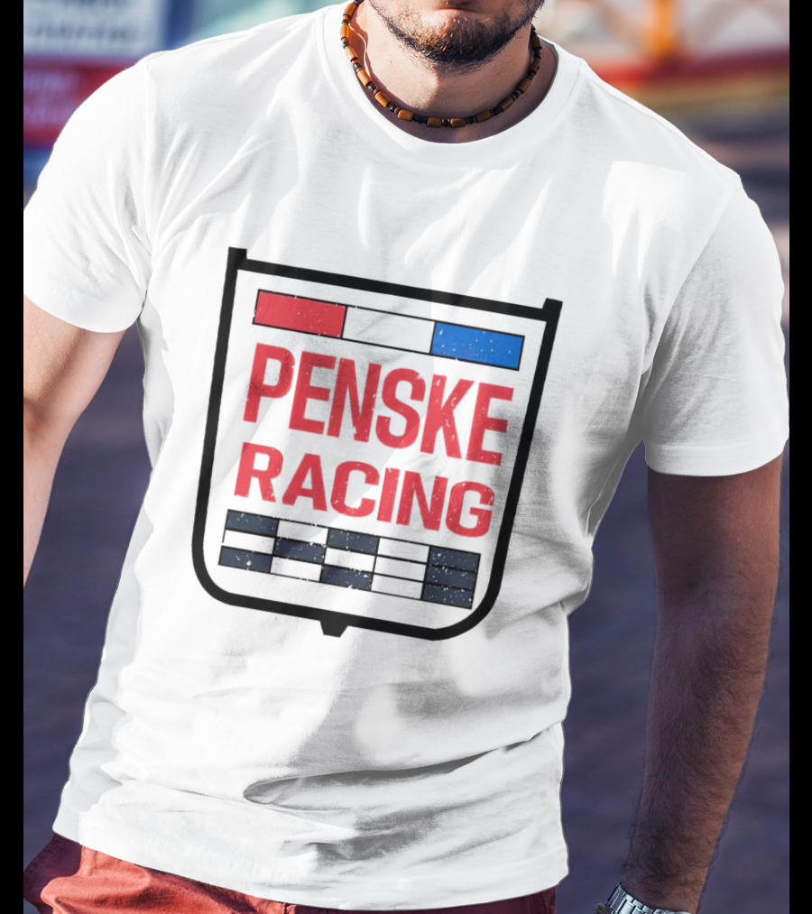 Penske Racing Red Blue Distressed Shield Emblem T-Shirt