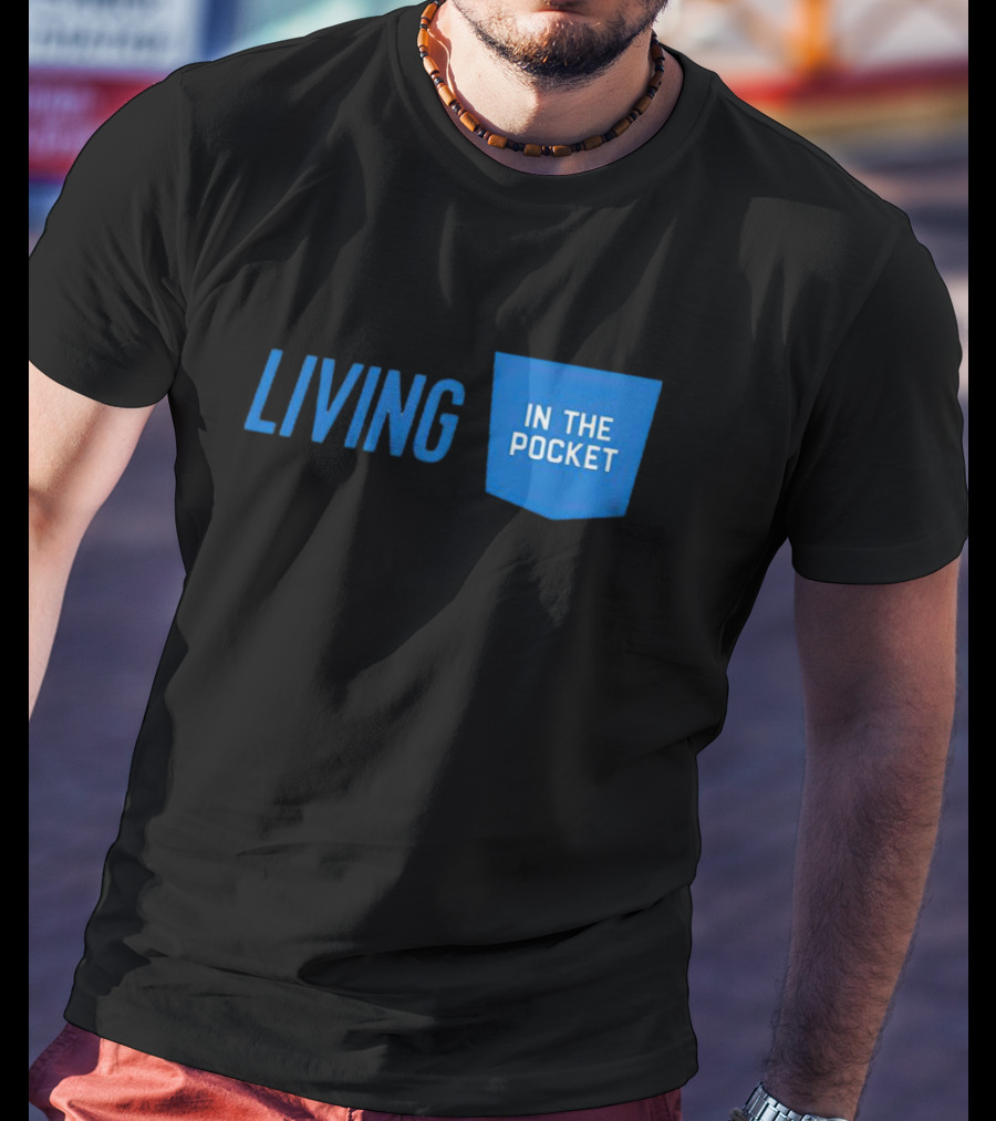 Aaron Donald 99 Living In The Pocket Blue Text T-Shirt