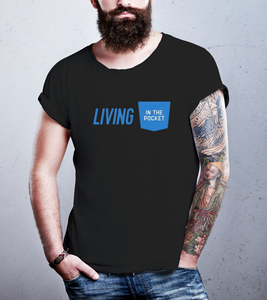 Aaron Donald 99 Living In The Pocket Blue Text T-Shirt