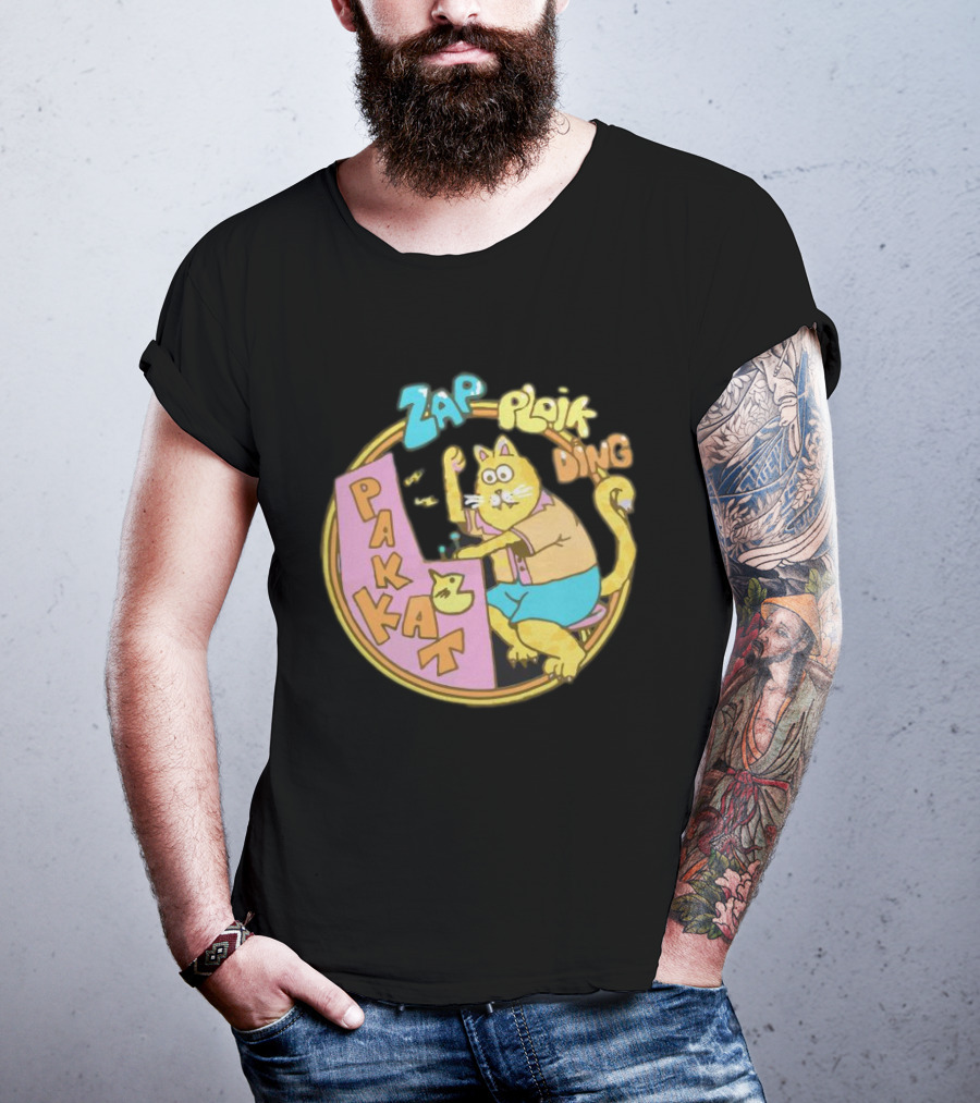 Stranger Things Season 3 Dustin Pakkat Zap Ploik Ding Retro Cartoon Cat T-Shirt