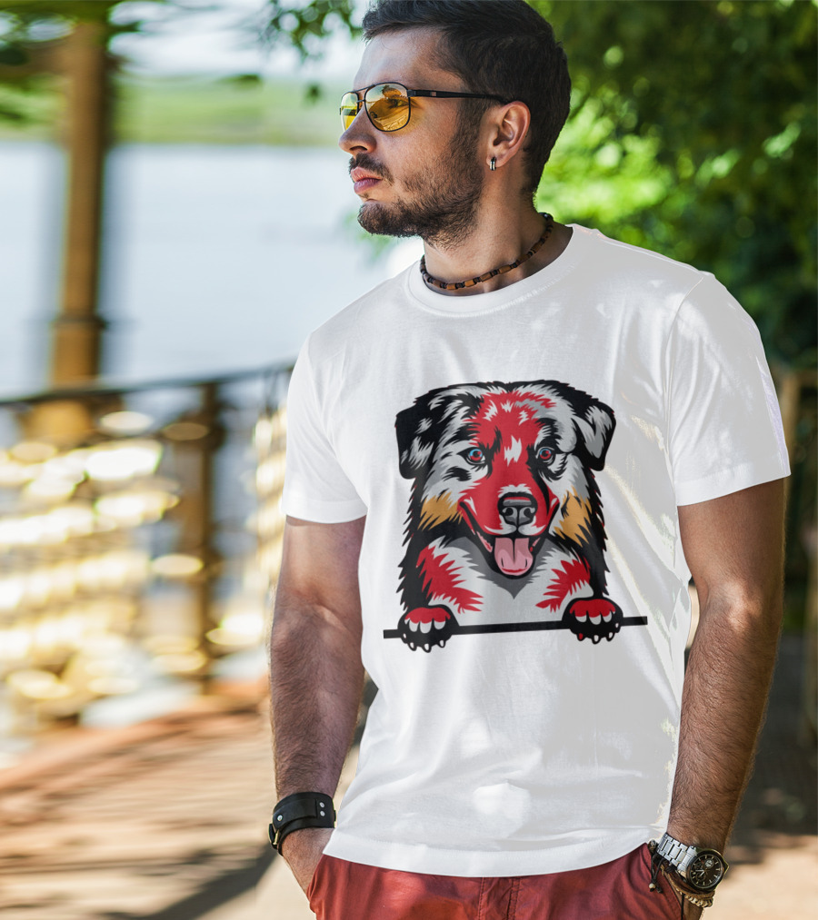 Dog Australian Shepherd Colorful T-Shirt