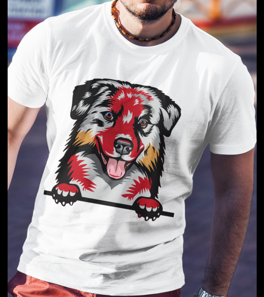 Dog Australian Shepherd Colorful T-Shirt