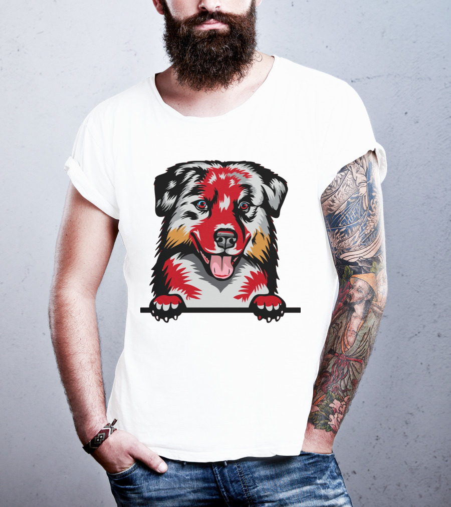 Dog Australian Shepherd Colorful T-Shirt