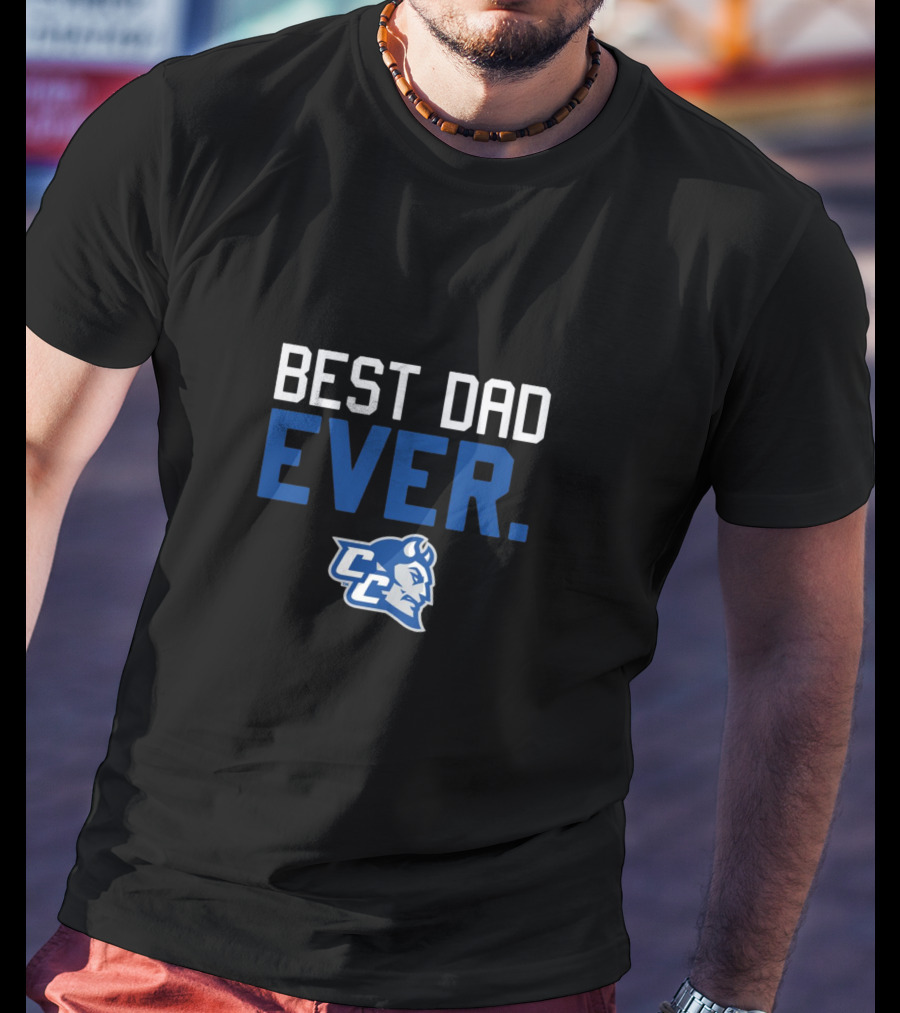 Best Dad Ever Central Conn CC Blue Devils T-Shirt