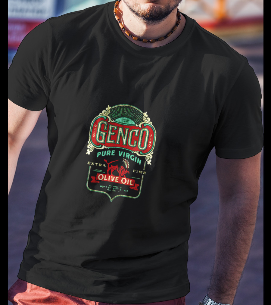 Genco Pure Virgin Extra Fine Olive Oil Retro Label T-Shirt