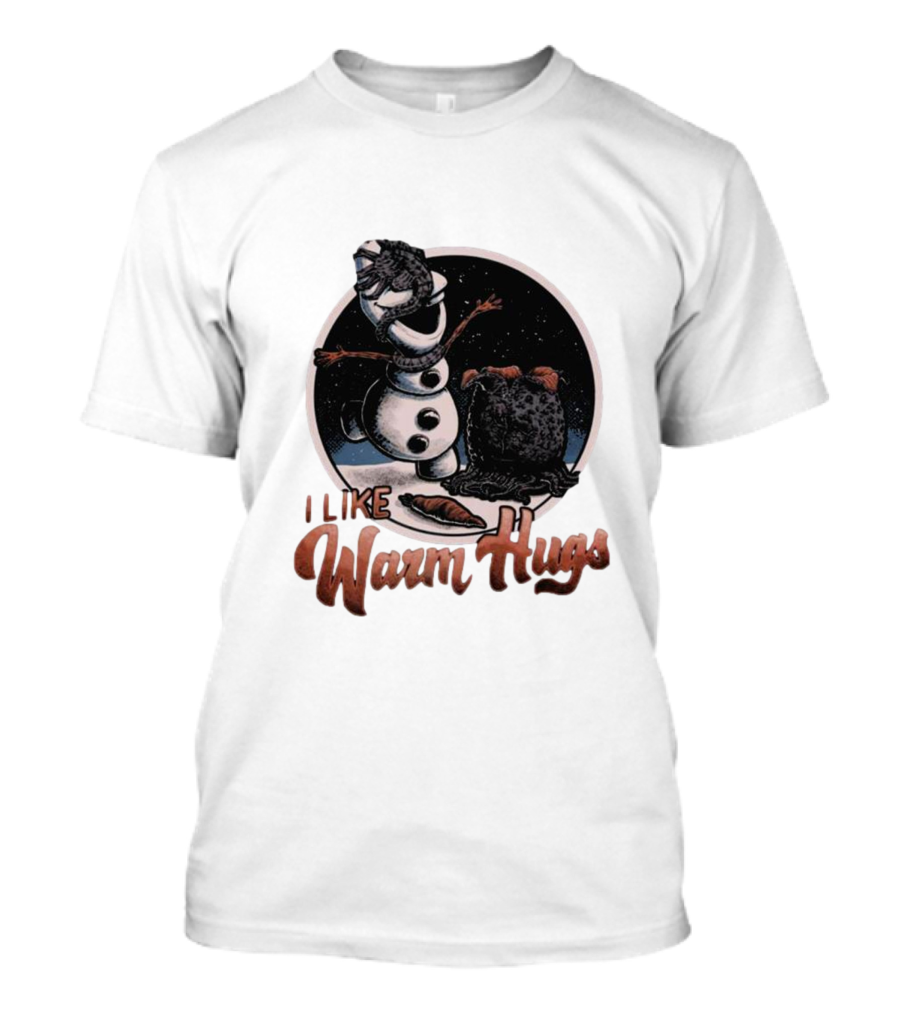 I Like Warm Hugs Alien Snowman Hugging Alien Creature T-Shirt