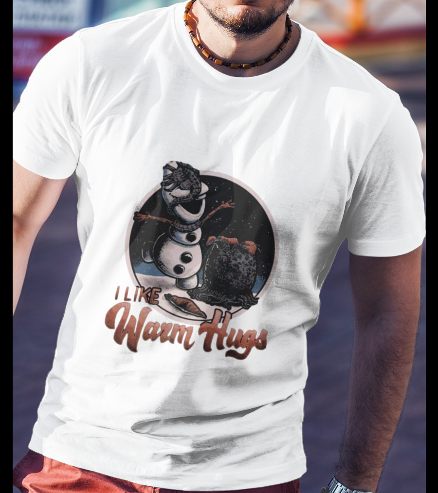 I Like Warm Hugs Alien Snowman Hugging Alien Creature T-Shirt