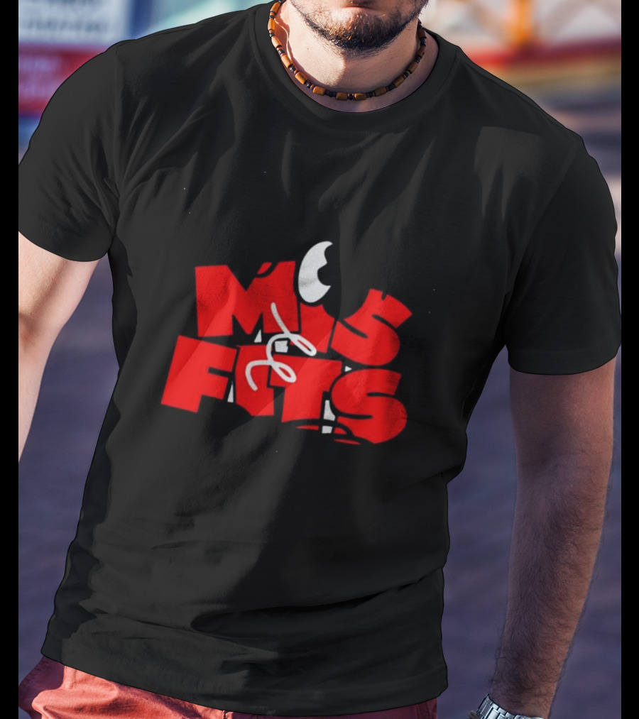 Misfits Gaming MSF Logo Red Text And Cartoon Eyes T-Shirt