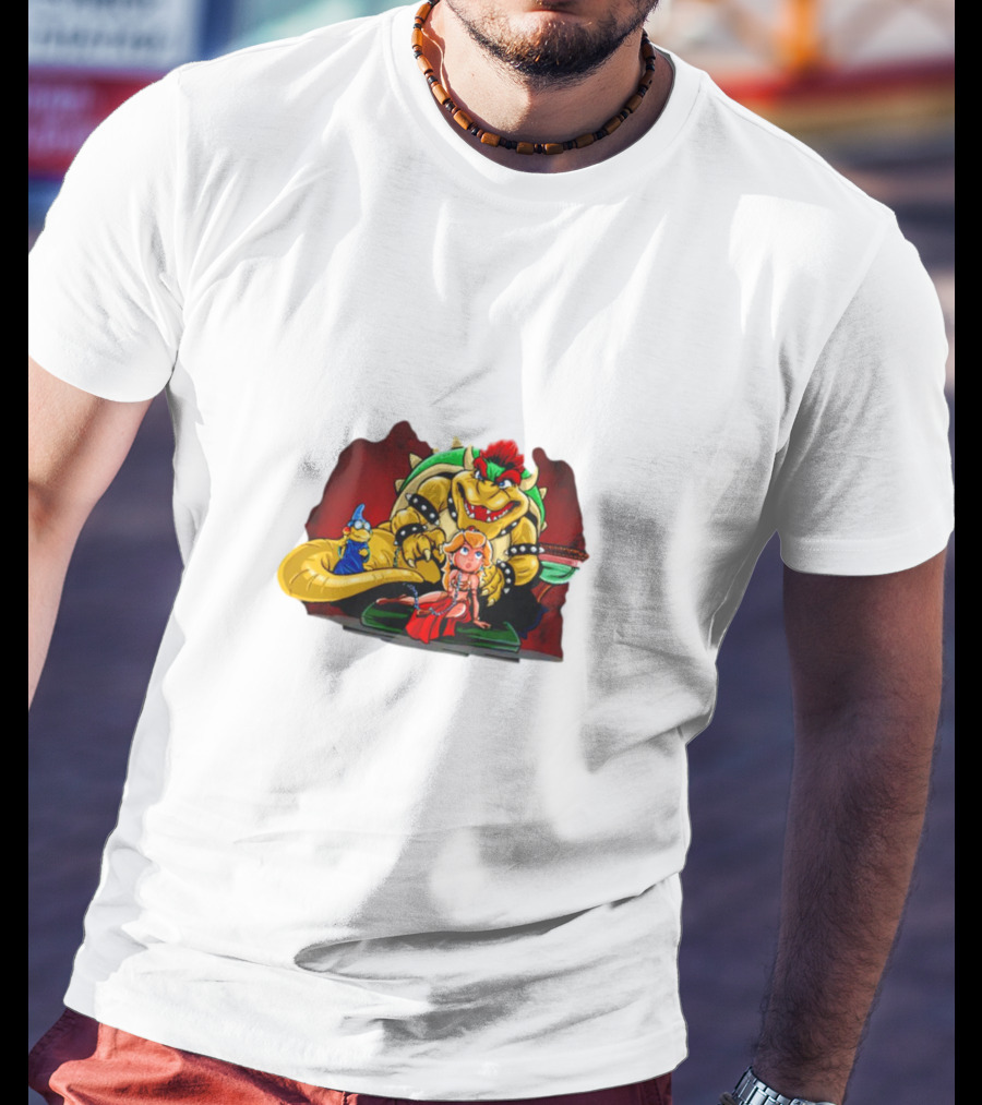 Bowser The Hutt Mario Bros Crossover With Princess Peach And Wizard Koopa T-Shirt