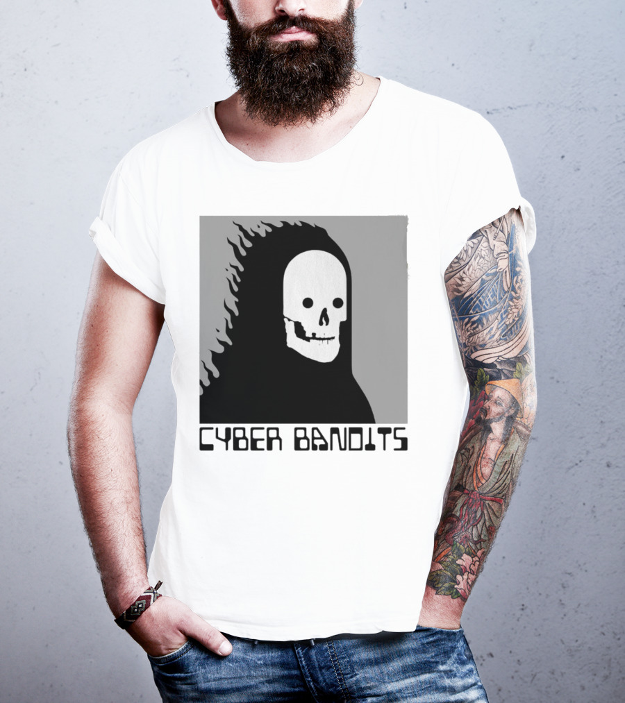 Flaming Reaper Cyber Bandits Skull T-Shirt