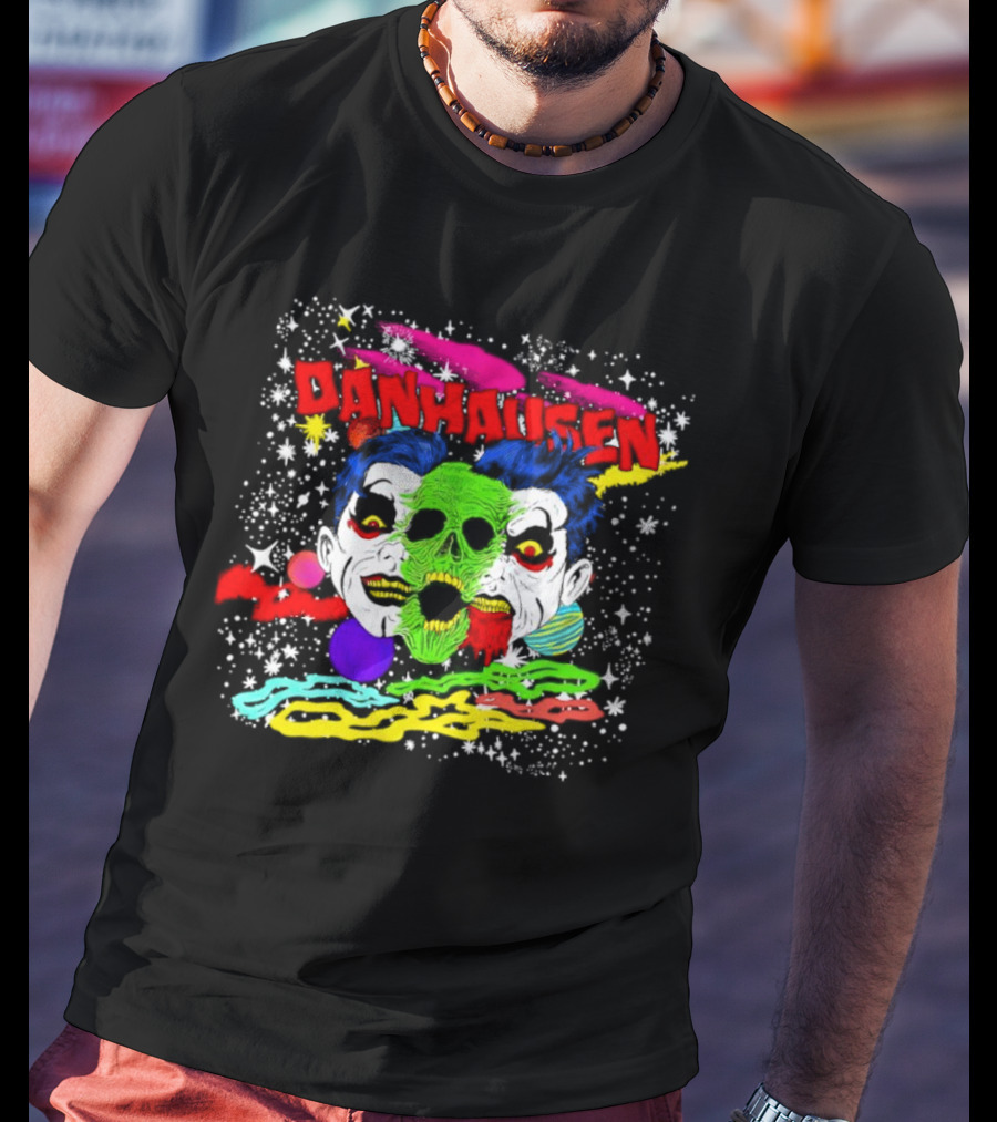 Danhausen Cosmic Skull Faces Colorful Space T-Shirt