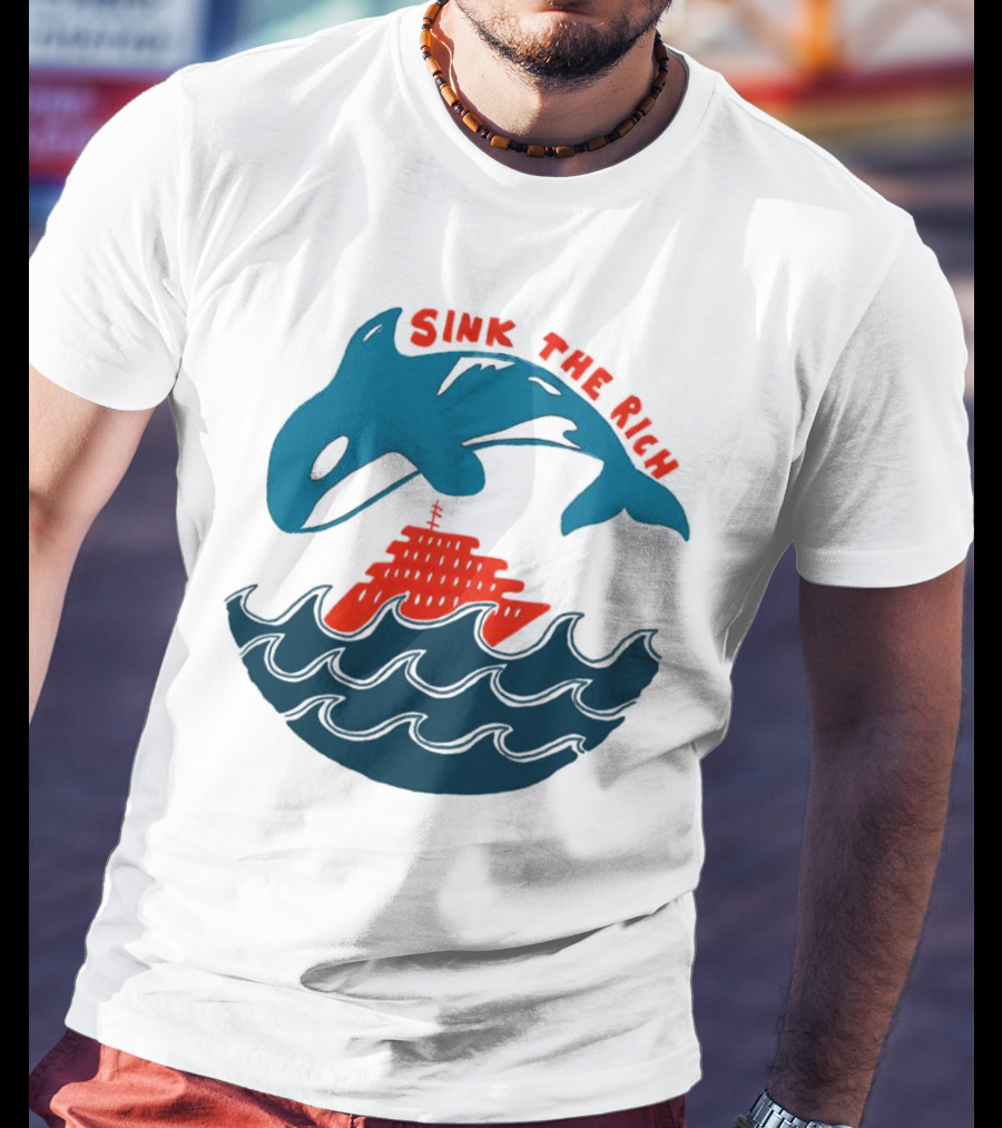 SINK THE RICH Orca And Yacht Sea Scene T-Shirt