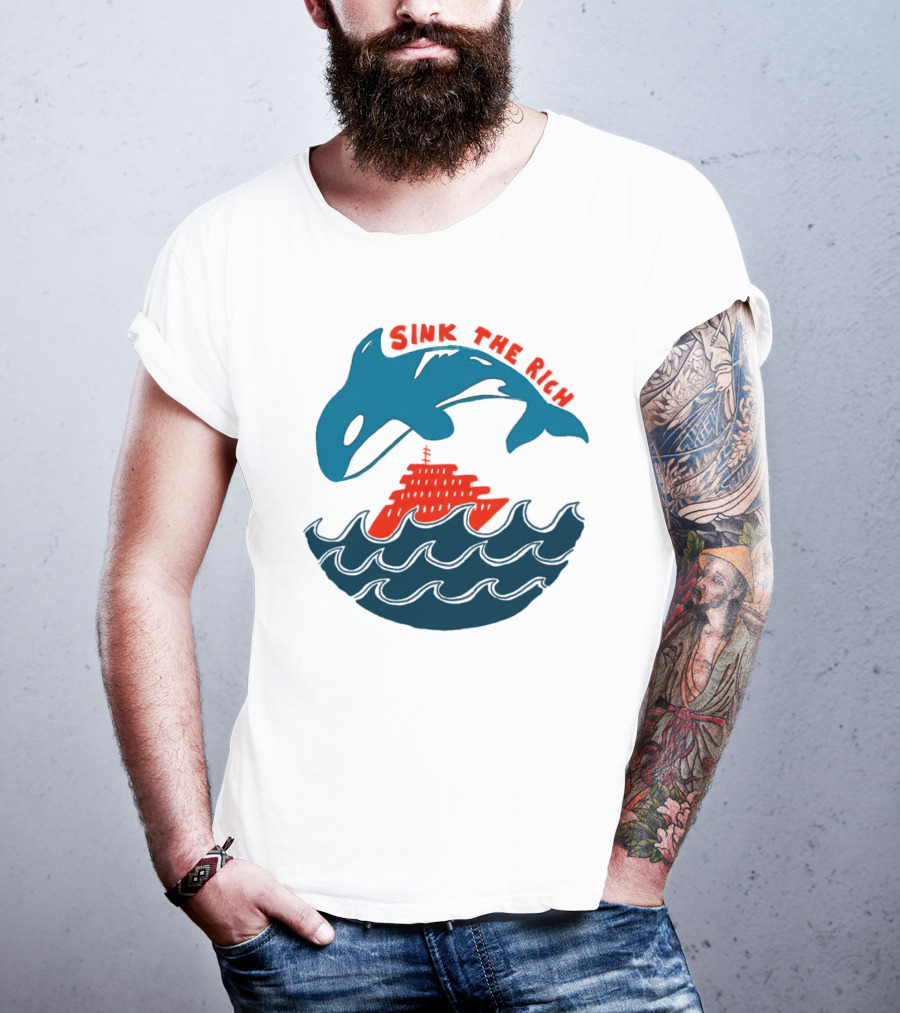 SINK THE RICH Orca And Yacht Sea Scene T-Shirt