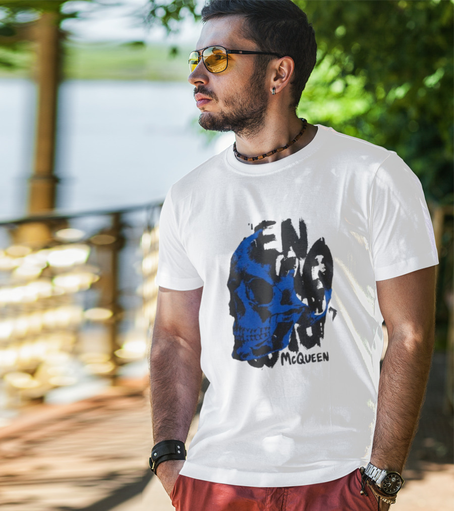 Alexander McQueen Blue Skull T-Shirt