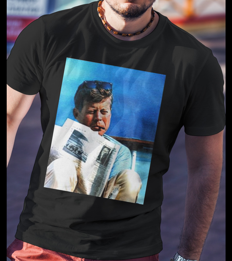 JFK Reading Newspaper On Summer Day T-Shirt
