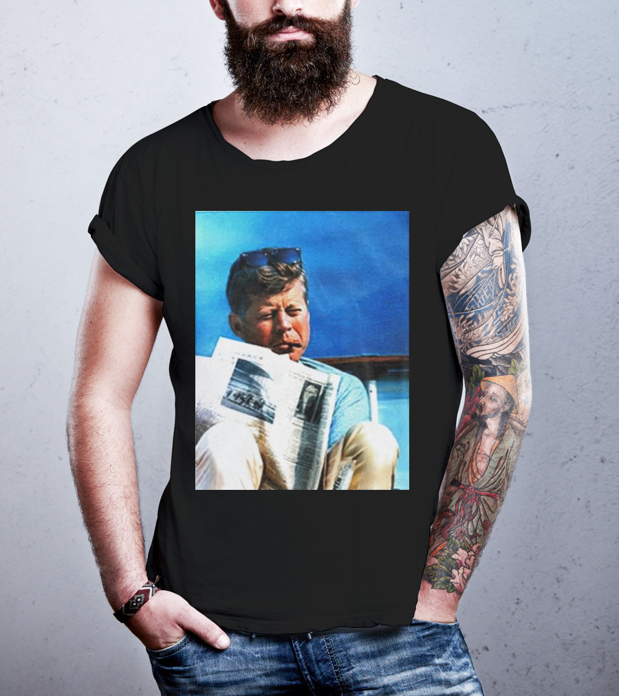 JFK Reading Newspaper On Summer Day T-Shirt