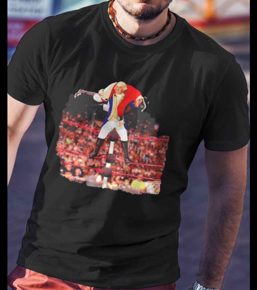 George Washington Wrestling Top Rope Crowd Scene T-Shirt