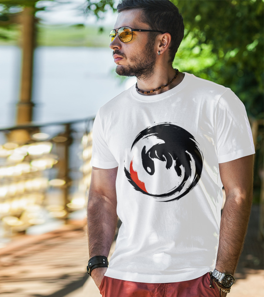Toothless Night Fury Dragon Ying Yang T-Shirt