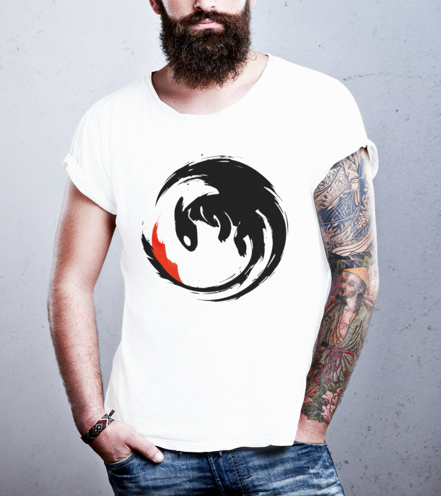 Toothless Night Fury Dragon Ying Yang T-Shirt