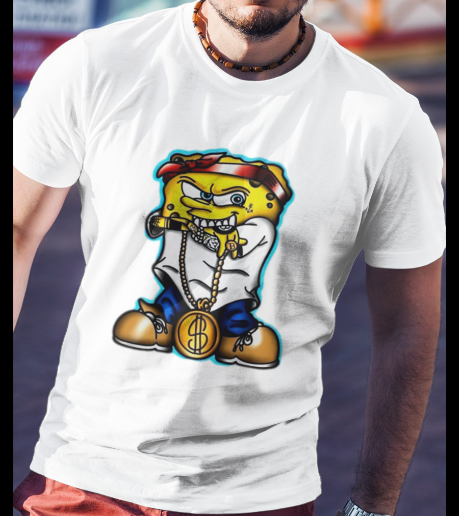 Gangster Spongebob Dollar Bling Animated Character T-Shirt