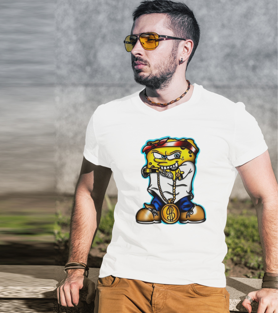 Gangster Spongebob Dollar Bling Animated Character T-Shirt