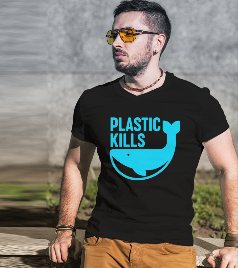 Plastic Kills Whale Conservation Message T-Shirt