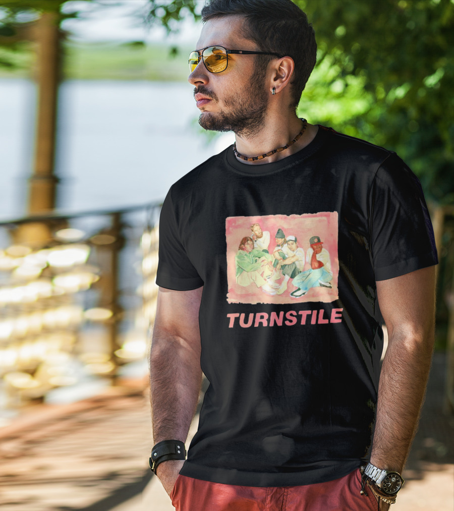 Turnstile Band Illustration Pink Pastel Aesthetic T-Shirt