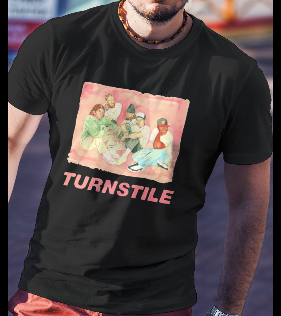 Turnstile Band Illustration Pink Pastel Aesthetic T-Shirt