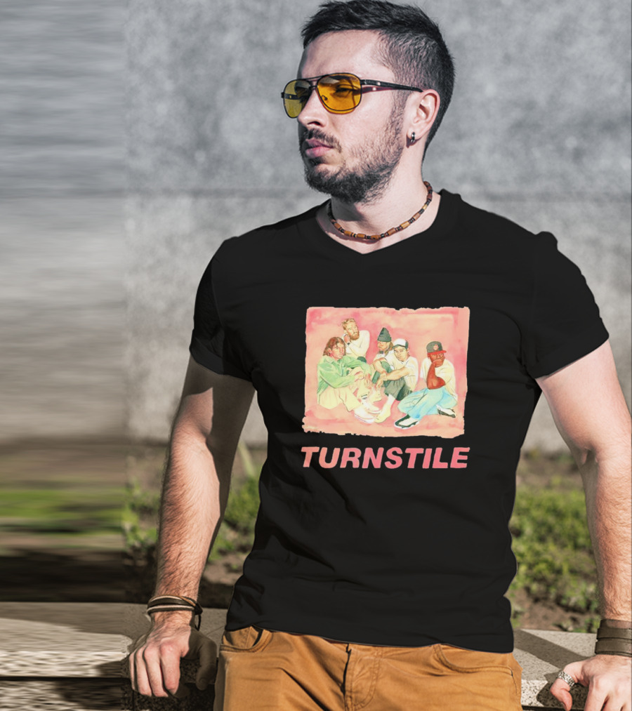 Turnstile Band Illustration Pink Pastel Aesthetic T-Shirt