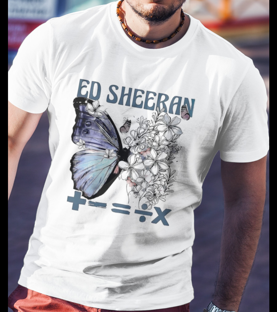 Ed Sheeran Butterfly Flowers Math Symbols Equals Tour T-Shirt
