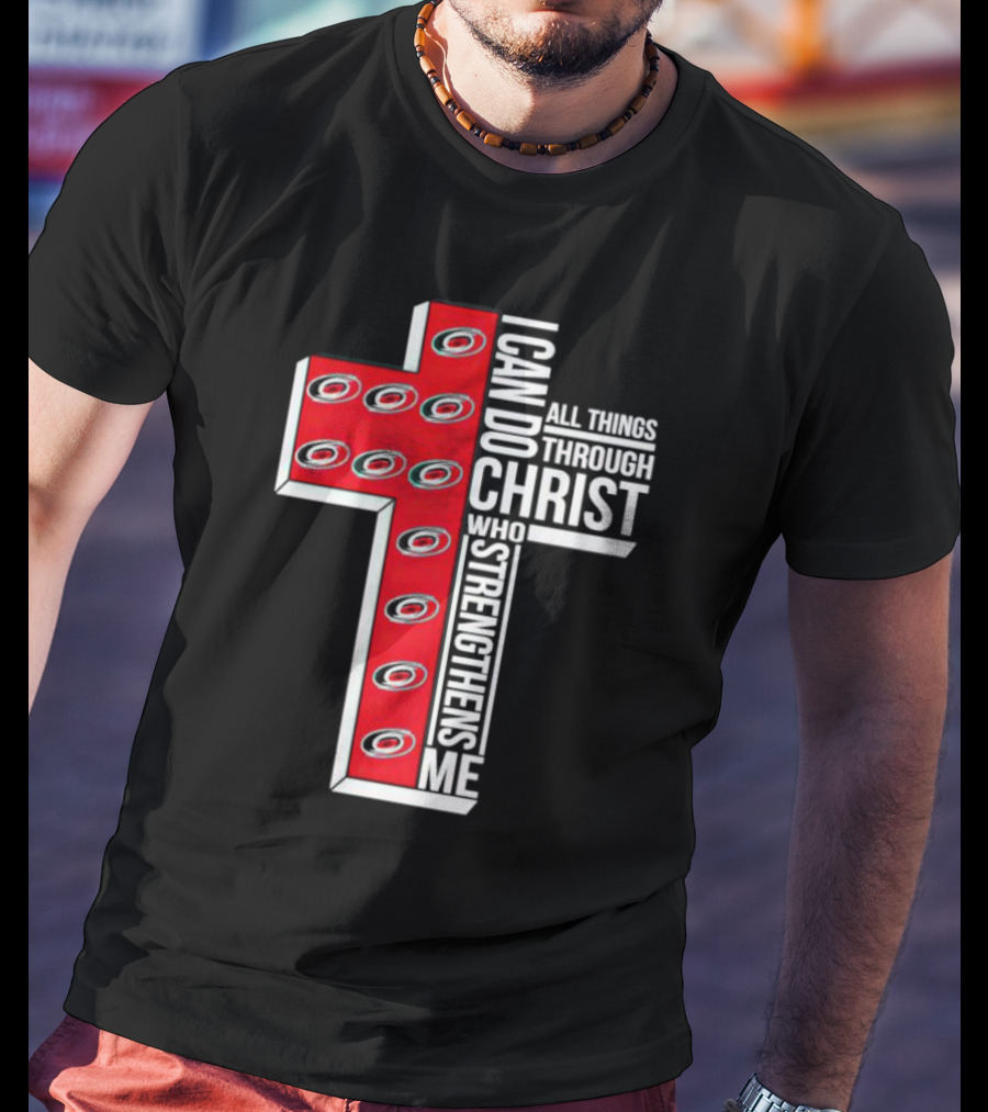 Carolina Hurricanes I Can Do All Things Through Christ Who Strengthens Me Cross T-Shirt