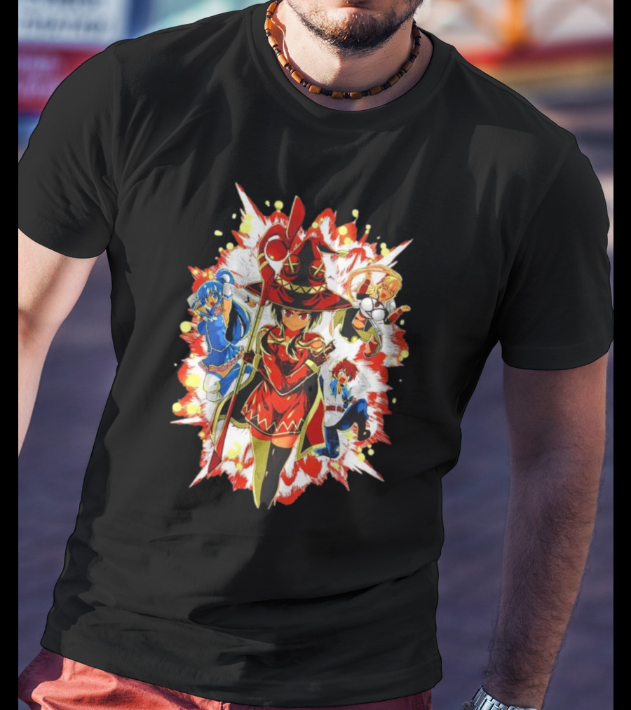 Explosion Magic Anime Konosuba Megumin Aqua Darkness Kazuma Scene T-Shirt
