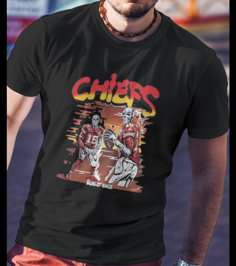 Chiefs Skeleton Run It Back Football Player T-Shirt